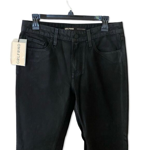 GRLFRND denim Hailey jeans low rise slim boot slit cuff black coated Revolve 27 - Picture 8 of 16